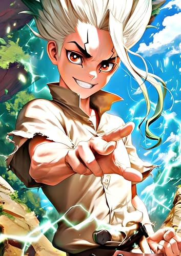 Image of NIJUKA Anime Printed A4 Size Metal sheet Poster For Home And Room Decoration | For Anime Art Fans Boys And Girls (Senku And Science)