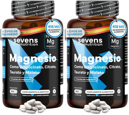 Magnesio Complex 4 en 1 - Citrato, Bisglicinato Quelado, Malato y Taurato (Paquete de 2)