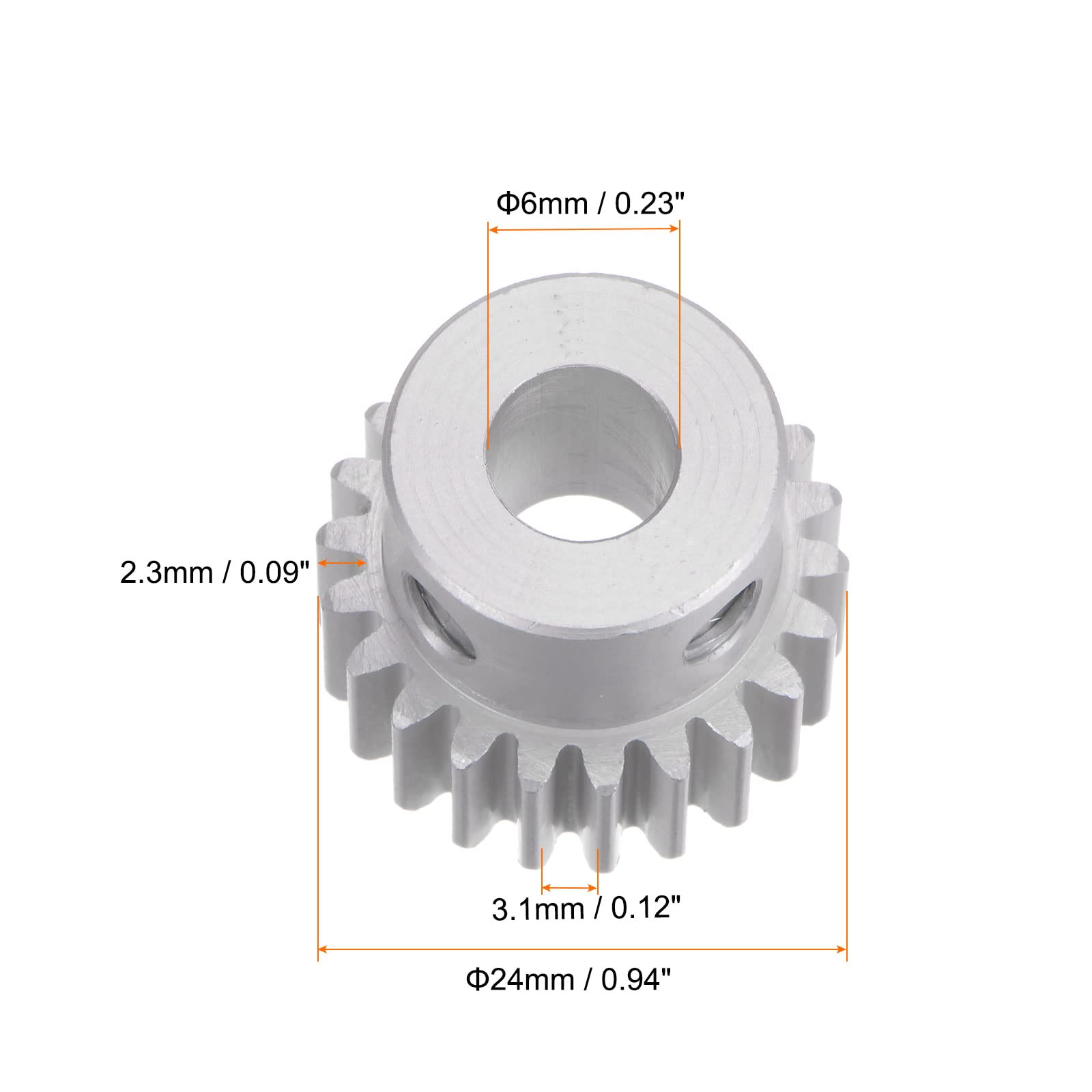 Pignon Droit 16 Dents Mod 1 – Alu, Trou Intérieur 6mm, Uxcell
