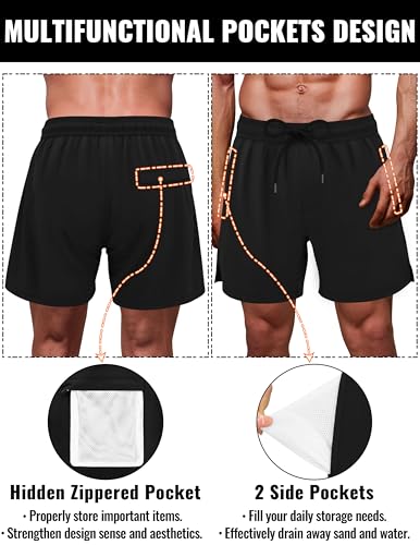 Mens Swim Trunks 5 Inch Mens Bathing Suit with Compression Liner Men's Board Shorts Men's Swimwear Quick Dry Swimsuit2