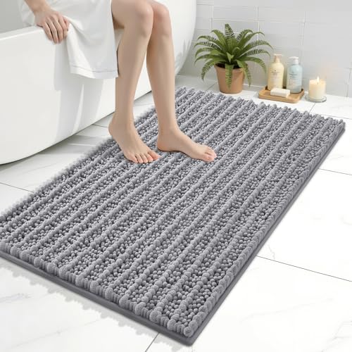 Image of Arotive Luxury Bathroom Rugs 36x24, Extra Soft Thick Absorbent Shaggy Chenille Bath Rugs, Machine Wash Dry, Bath Mats for Bathroom Floor, Tub and Shower, Home Decor Accessories, Grey