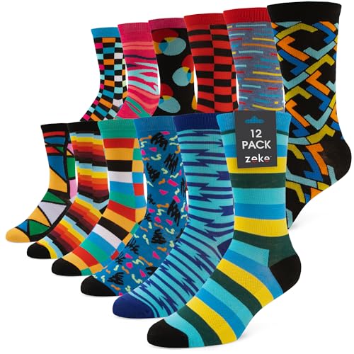 ZEKE Funny Dress Socks for Men - Funky Mens Crazy Socks - Cool Colorful Patterned Fun Socks for Men