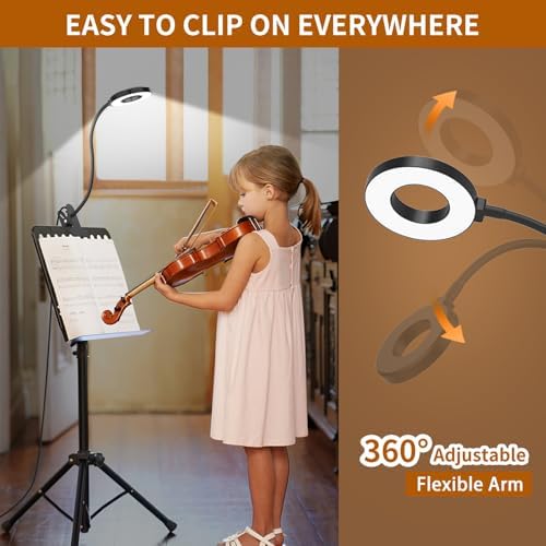 iZELL Desk Lamp, LED Reading Light with Clamp, 3 Color Modes & 10 Brightness Silicone Flexible Arm Book Light for Kids Reading Book in Bed at Night Clip on Table, Zoom Meetings - 15.8'' Black - 5