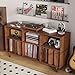 Oubayajia Large Record Player Stand, Vinyl Record Storage Holder, Record Player Table with Power Outlet, Record Storage Turntable Stand Record Stand Table (Walnut, 55.11''W)