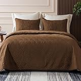 Whale Flotilla Twin Quilt Bedding Set, Soft Brown Bedspreads Quilts Twin XL Size for All Seasons, 2 Pieces Lightweight Geometric Star Pattern Coverlet