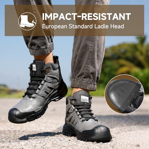 Image of Steel Toe Boots for Men Indestructible High Top Work Shoes for Men Comfortable Safety Shoes Puncture Proof Hiking Construction Shoes Botas de Trabajo para Hombre