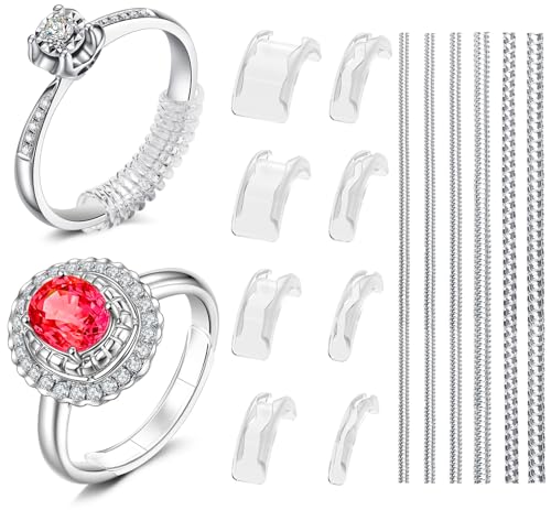 Coopache Ring Sizer Adjuster for Loose Rings, 14 Pack 14 Sizes Ring Guards, Spacers & Tighteners, Fits Bands 1 to 11mm, Invisible Design for Women Men, Insert & Spiral Ring Resizer