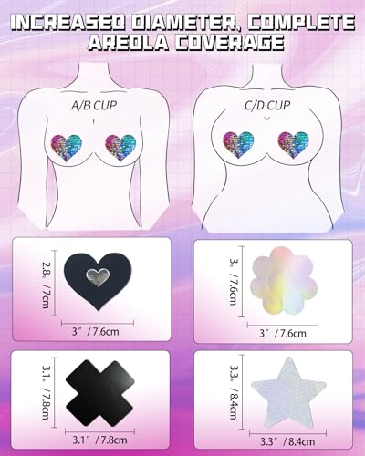 Image of CICKEE Pasties Rave Pack - 15 Pairs Nipple Covers Stickers - Disposable Sticky Breast Petals