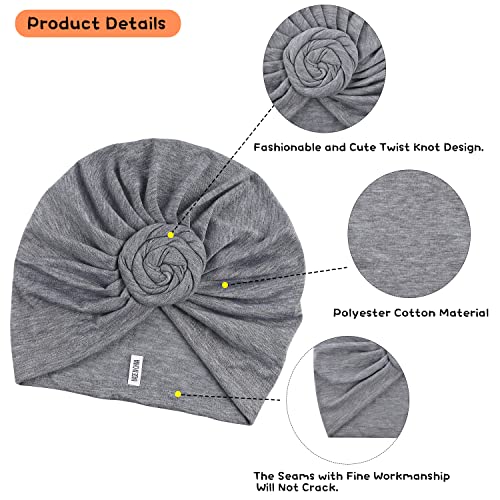 Wkjho 6 Pieces Winter Women Turban Hat For Girls Headband Twist Knot Pre-Tied Cotton India Bonnet Beanie Cap Head Wrap 6 Colors, 6 Colors/Red Yellow Gray Blue Purple Black, One Size #TOP3