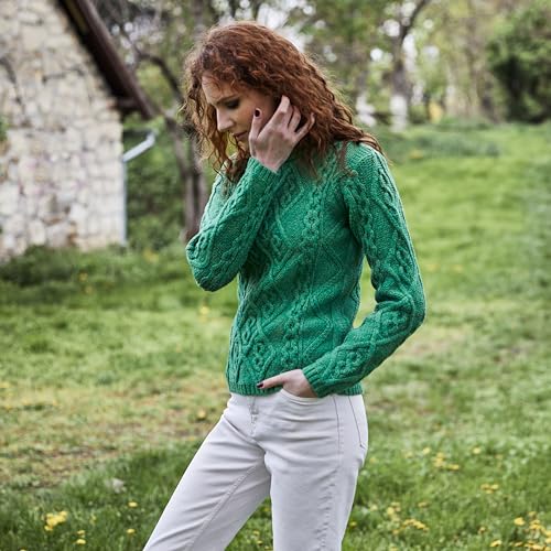 Image of SAOL Wool Sweater for Women Ireland Cable Knitted Jumper