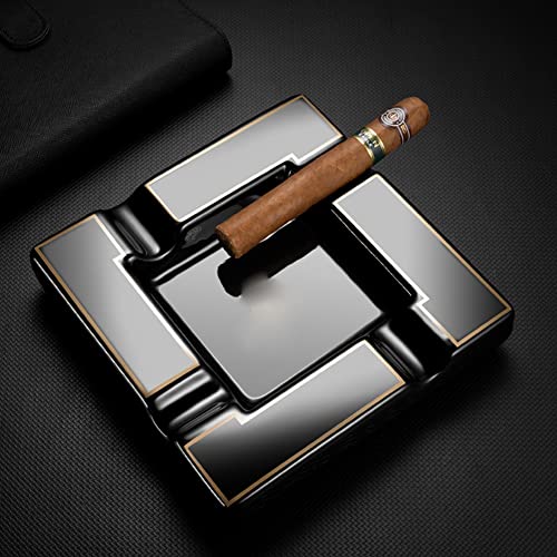 Cigar Ashtray Large Ceramic Cigarettes Ash Tray Black Cigars Ashtrays for Men travel, Indoor, Outdoor, Patio, Home, Office, Gift (Black) by Seliau - Used condition - Image 8