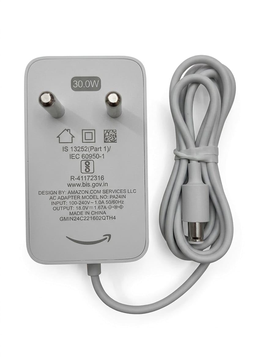 30W PowerAdaptor Replacement for Alexa Echo (3rd 4th Gen), Echo Show 8 (1st 2nd Gen), Echo Show 10, Echo Show 15, Echo Show (2nd Gen), Echo Plus 2nd Gen with 6.6 ft Cable Whit