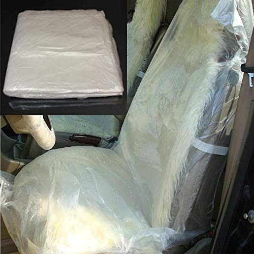 Plástico Cubreasientos , 100 Piezas Desechables Fundas de Asiento Coche plástico Protectores desechable Volante Cubre Protector Palanca Cambio para automóvil Transparente Silla Asientos Cover