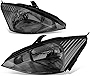 [Halogen Model] Factory Style Headlights Assembly Compatible with Ford Focus 03-04, Driver and Passenger Side, Smoked Lens Clear Corner
