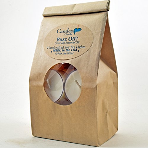 Buzz Off Scented - Soy Tealight Candles, 12 Pack - White Tealight Candles - Highly Scented - Made With Soy Wax - Handmade In The Usa - Candeo Candle - Summer Scents #TOP3