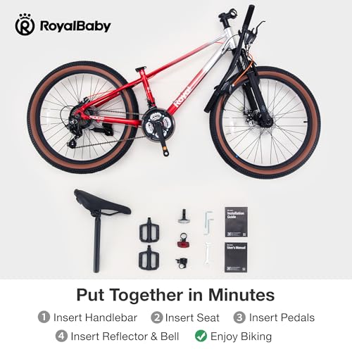 Image of RoyalBaby Kids Mountain Bike for Boys and Girls, Ultra-Light Aluminum 20-26 Inch Wheel Bicycle for 6-14 Years Old Children, 7 /21-Speeds Drivetrain