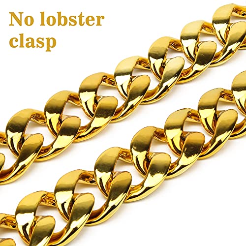 Hip Hop Chunky Gold Chain 2 Pack,32 Inch Plastic Gold Necklace 80s 90s Punk Turnover Necklace Men Costume Accessory for Party Costume Class Bar…3