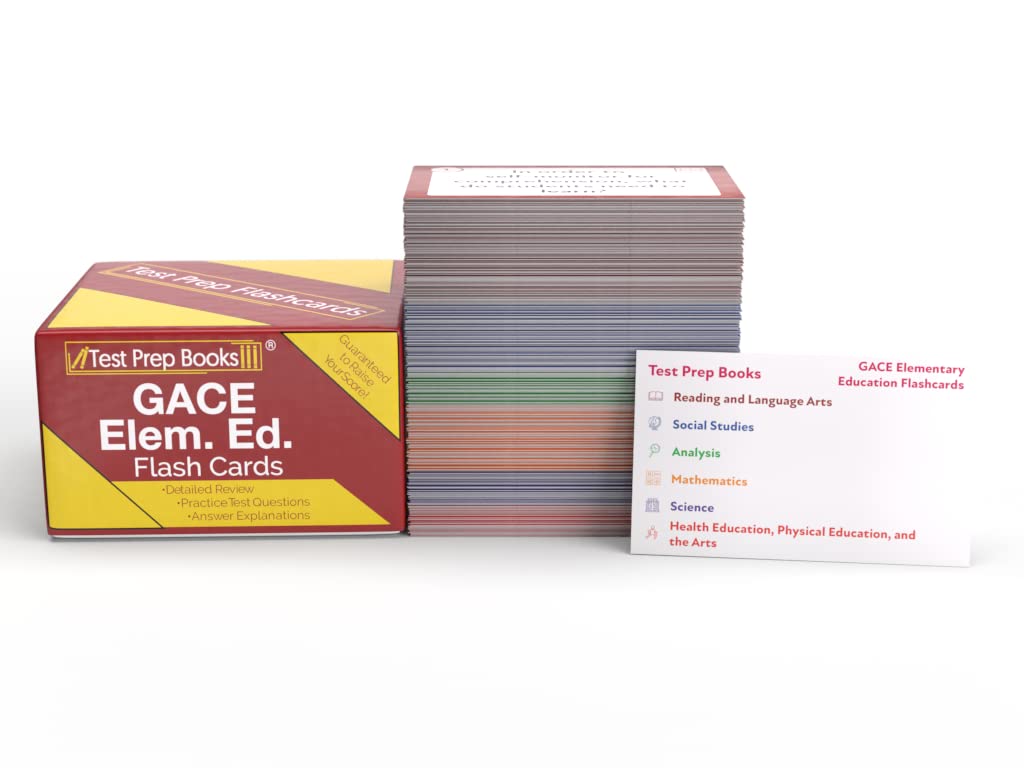 GACE Elementary Education Study Cards: GACE Elementary Education 001 and 002 Exam Prep with Practice Test Questions [Full Color Cards]