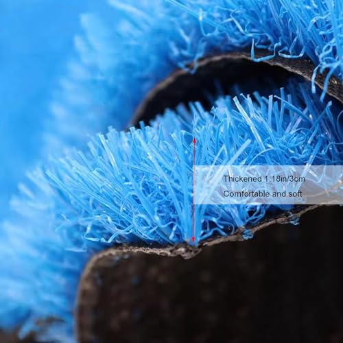 Erba Sintetica per Esterni con Fori di drenaggio – Altezza del Pelo 3 cm, Prato Blu Resistente alle intemperie per Giardino, Patio, Cortile – Perfetto per Giardinaggio, Aree Gioco e Animali