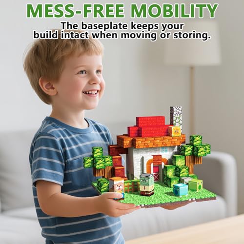 Image of Magnetic Blocks Baseplate - Magnet Toys for Kids, 4PCS, Grassland