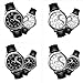 DREAMING Q&P Romantic His and Hers Watches,Pair Hearts Wristwatches for Couples Man Woman,Black Ultrathin Leather Strap Set of 2
