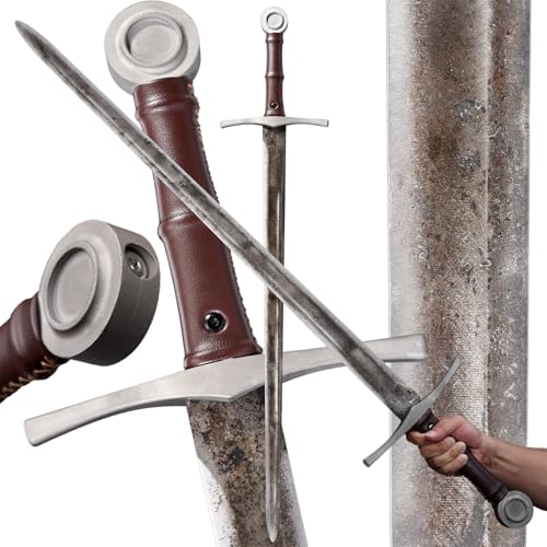Fidestisan Medieval Sword Hand Forged Spring Steel for Cosplay LARP Costume Halloween Prop Practicing Skills 39