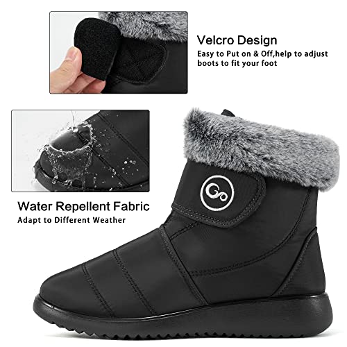 Reimferce Women Snow Boots Winter Shoes With Hook Loop Comfortable Fur Lined Boots For Women Waterproof Slip On Booties Warm Anti Slip Shoes #TOP3