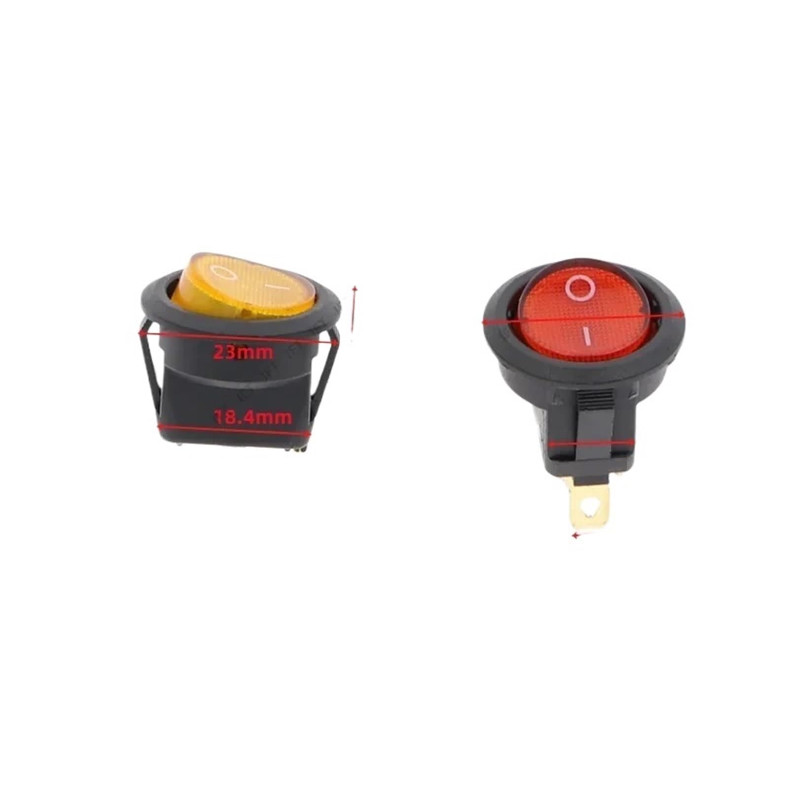 10 szt. KCD1 12 V 20 A / 220 V 10 A ON/OFF 20 mm okrągły przełącznik Rocker LED podświetlany samochód deska rozdzielcza Van z oświetleniem (niebieski, DC 12 V)