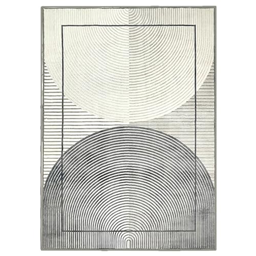 Tapis à rayures circulaires anti-tache lavable pour sol froid de salon
