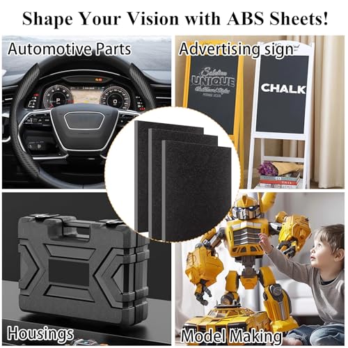 Image of 3 PCS 1 /4 ABS Plastic Sheet 1 /4 Inch Thick 12 inch x 16 inch Black Plastic Sheet PVC Sheets 1 /4 Inch Thick Thermoplastic Sheet Heat Moldable Plastic Sheets for DIY Projects, Decor, Handcrafts