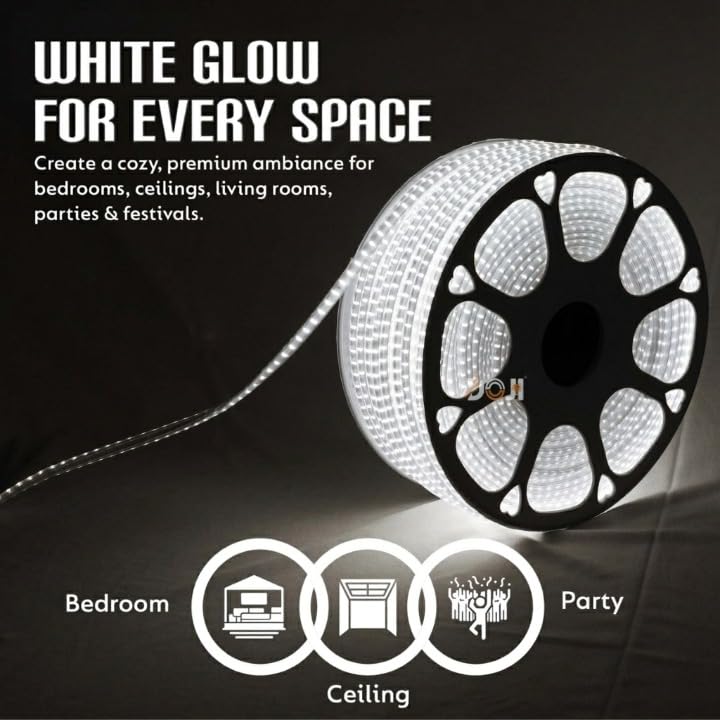 Image of DOJI 2835 Strip Lights for Home Decoration | 120 led per Meter led Strip Light | Rope Lights for Ceiling | Decoration Lights for Diwali, Christmas, Home, False Ceiling (White, 3 Meter)
