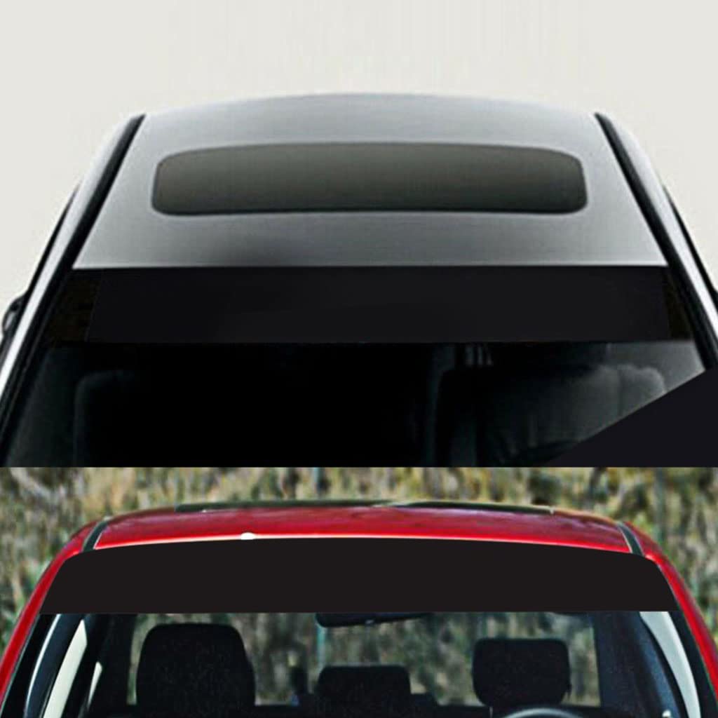 Bande Pare-Soleil Pour Voiture 140x20 Cm - Vinyle Noir Mat Autocollant - Protection Contre L'Éblouissement