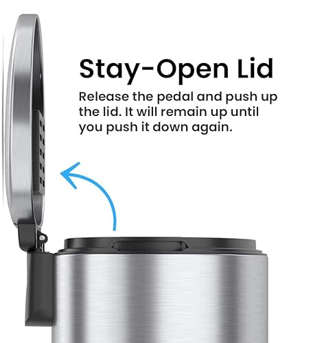 Miniatura 5 de iTouchless SoftStep - Cubo de basura de 8 galones con filtro de olor y cubo interior extraíble, acero inoxidable, 30 litros de basura semicircular