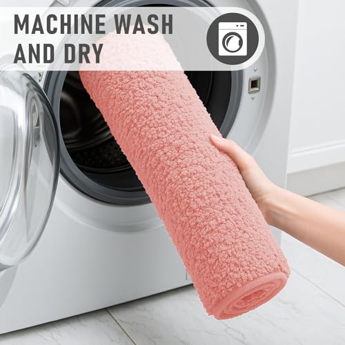 Tapis de bain rose absorbant RUN HELIX lot de 2 lavable antidérapant