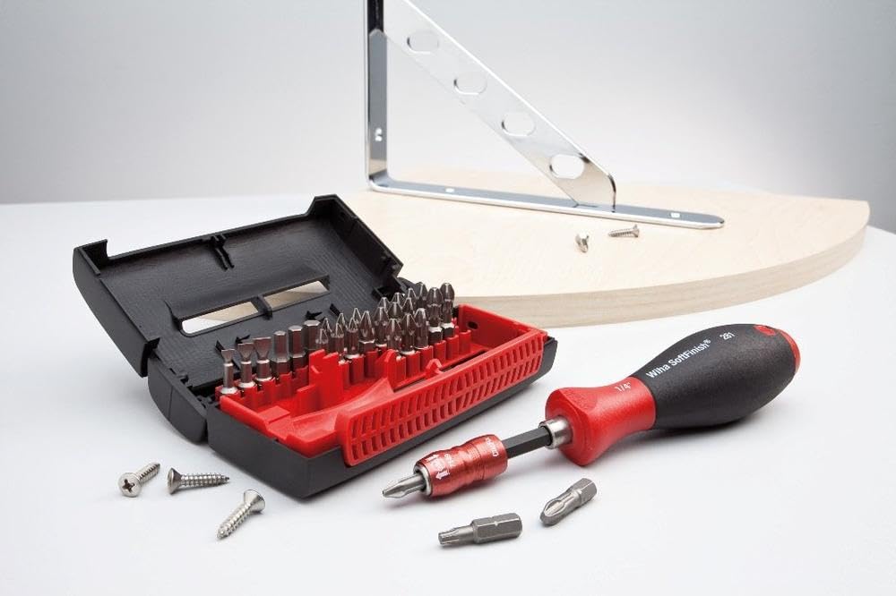Wiha Bit Set Collector 32-tlg. inkl. Box I Magnetischer Bithalter I Multibit Schraubendreher I Standard 25 mm gemischt 1/4" C6,3 (34686)