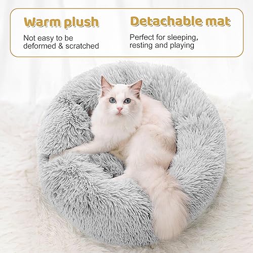 Odoland Large Cat Tunnel with Plush Bed, Multifunctional Foldable Cat Donut Tunnel Bed for Indoor with Ball & Peek Holes - Image 2