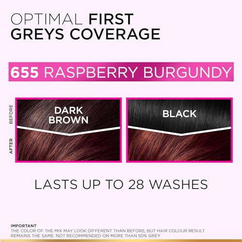 Image of L'Oreal Paris Casting Creme Gloss Hair Color With Glycolic Gloss Complex | 5X Glossier Hair Color | Ultra Visible Shade 665 - Raspberry Burgundy | 60g + 40ml + 60g