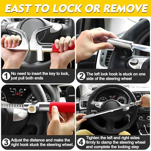 image for MONOJOY Steering Wheel Lock Universal Security Car Lock Anti-Theft Car