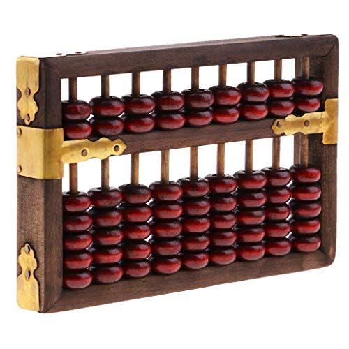 Vintage Chinese Wooden Bead Abacus Arithmetic Calculating Tool 9 Digits Calculator Counting Collection Gift Math Learning Tool Beginners for Children Adult - -