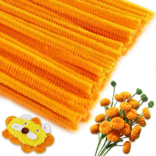 Image of Light Orange Pipe Cleaners, Chenille Stem Craft Supplies, 100 Pieces for Creative Home Decoration and DIY Projects