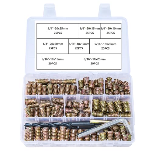 180Pcs 1/4"-20 Nut Inserts 5/16"-18 Wood Threaded Fastener for Furniture