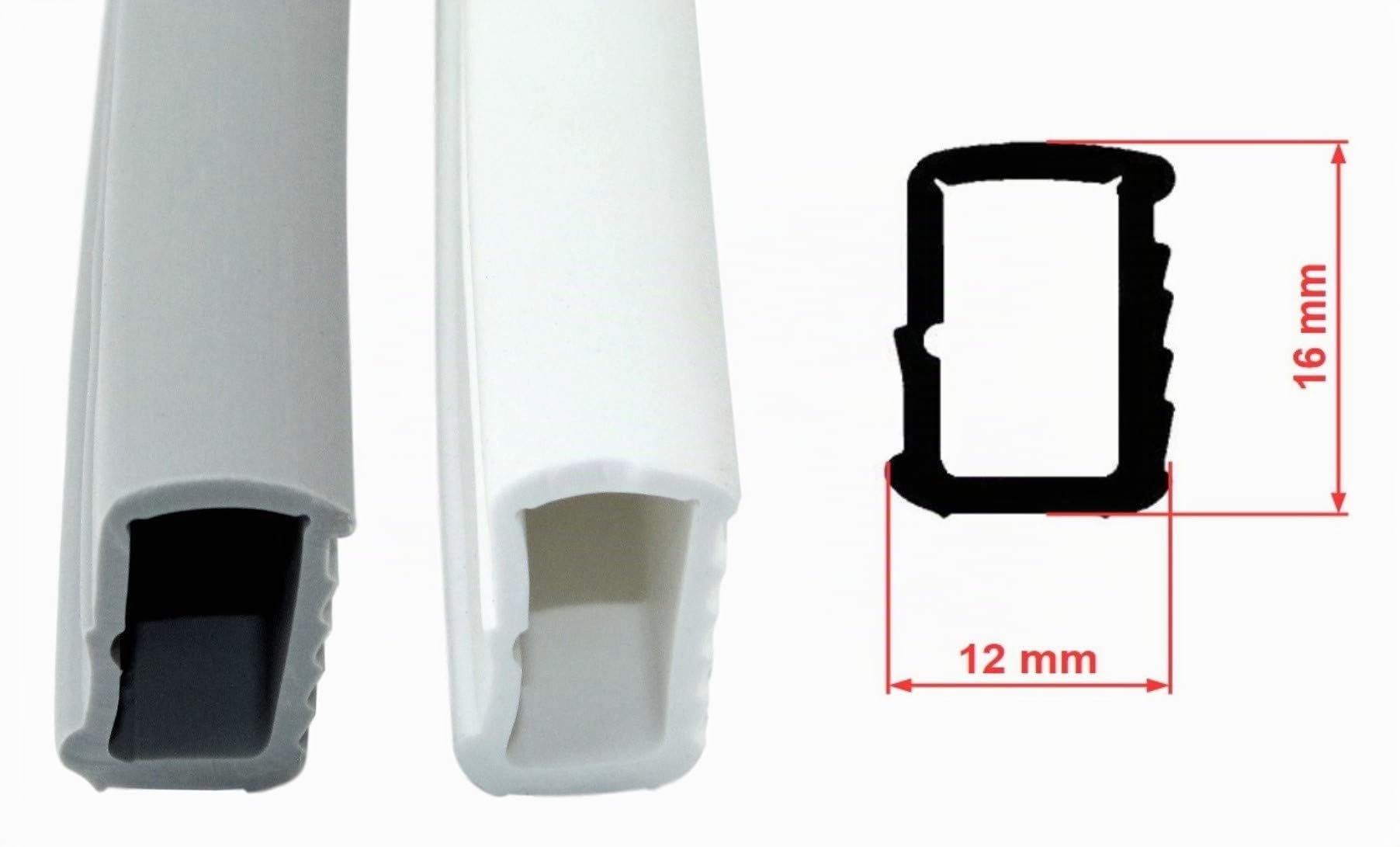SN-TEC Universal Stahlzargendichtung, Türdichtung SNZ 1110, Breite: 10mm, Höhe: 16mm zum einstecken, Farbauswahl: Weiß/Grau (30 Meter, Weiß)