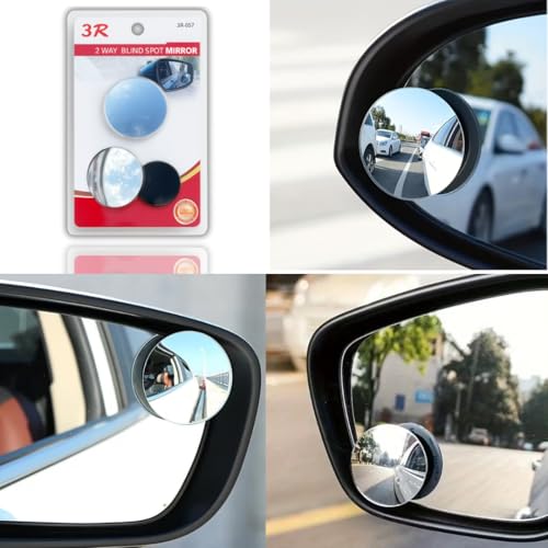 Image of DEZI 3R Blind Spot Mirrors HD Glass Car Accessories, 360 Safety Convex Rear View, Wide Angle Adjustable Mirror (2 Pcs) (3R-057, Round Frameless Convex)