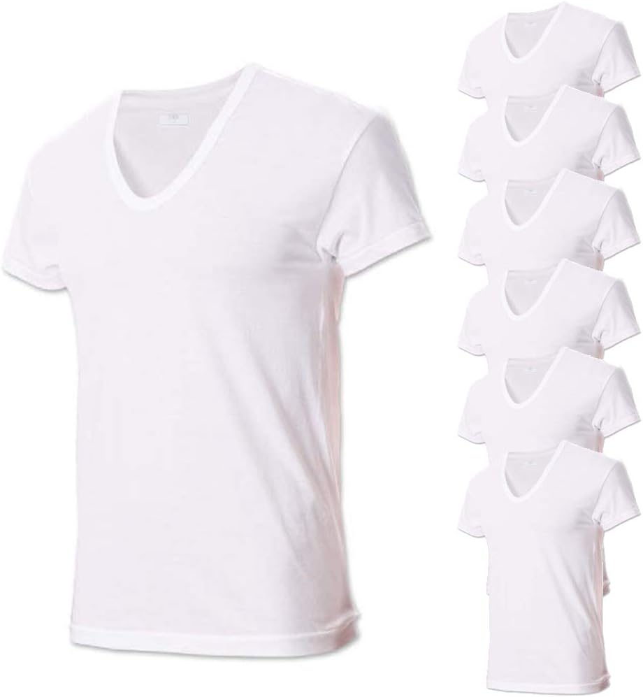 Try Men's Premium Basic Running Short Sleeve Undershirts 100% Cotton Multi Pack