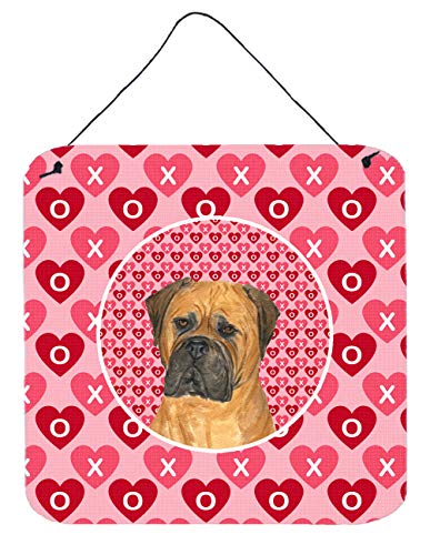 Caroline's Treasures SS4517DS66 Bullmastiff Hearts Love and Valentine's Day Portrait Wall or Door Hanging Prints Aluminum Metal Sign Kitchen Wall Bar Bathroom Plaque Home Decor, 6x6, Multicolor