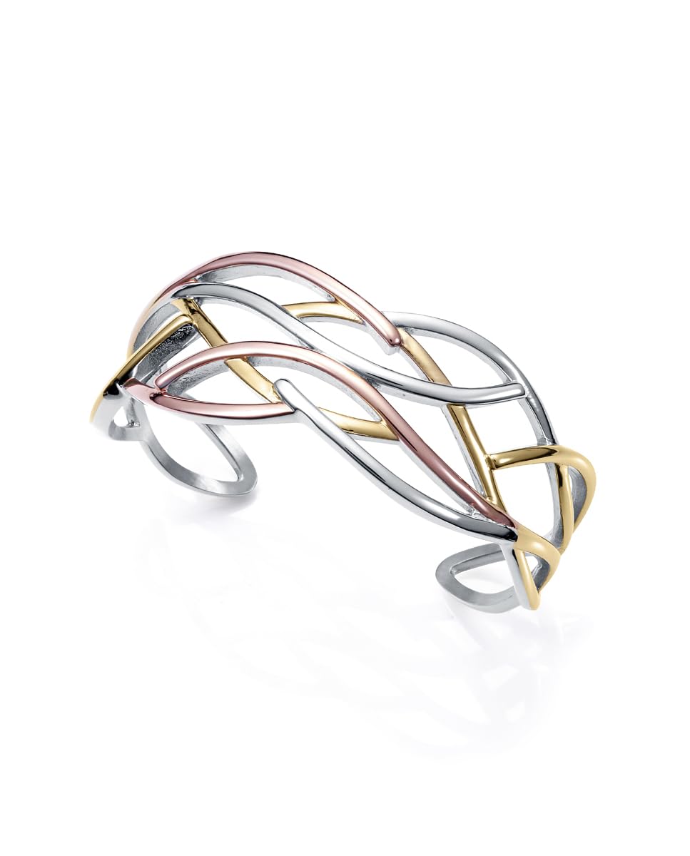 Viceroy Fashion Bracciale Donna 14153P01012 - Onde, Acciaio Oro/Rosa, Chic 6 cm, Braccialetti, Senza pietra preziosa