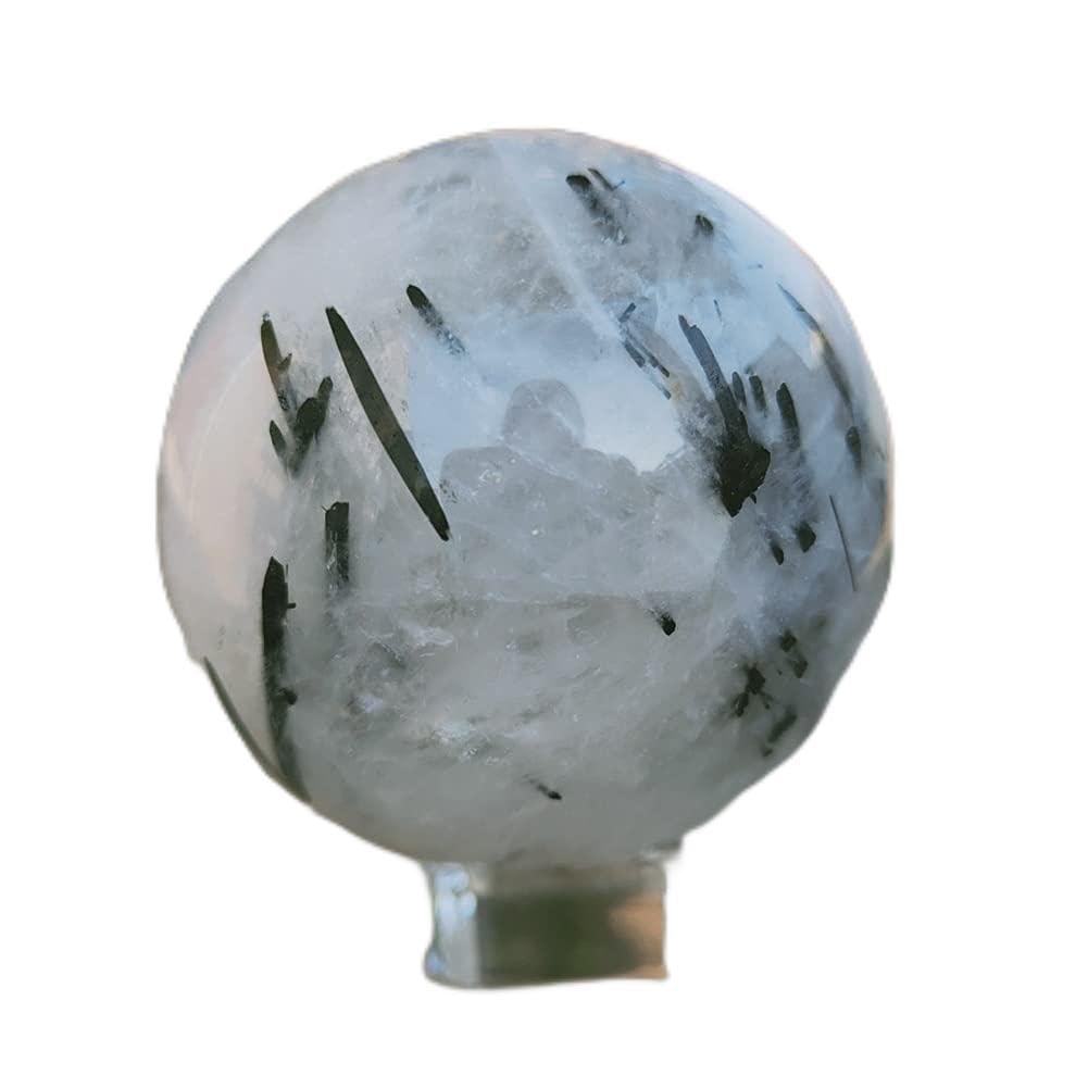 Heimdekoration, Kristallkugel, natürliche schwarze Rutilquarzkugel, schwarze Haarkristallkugel, heilende Geschenke, natürlicher Kristall ERTEYIN