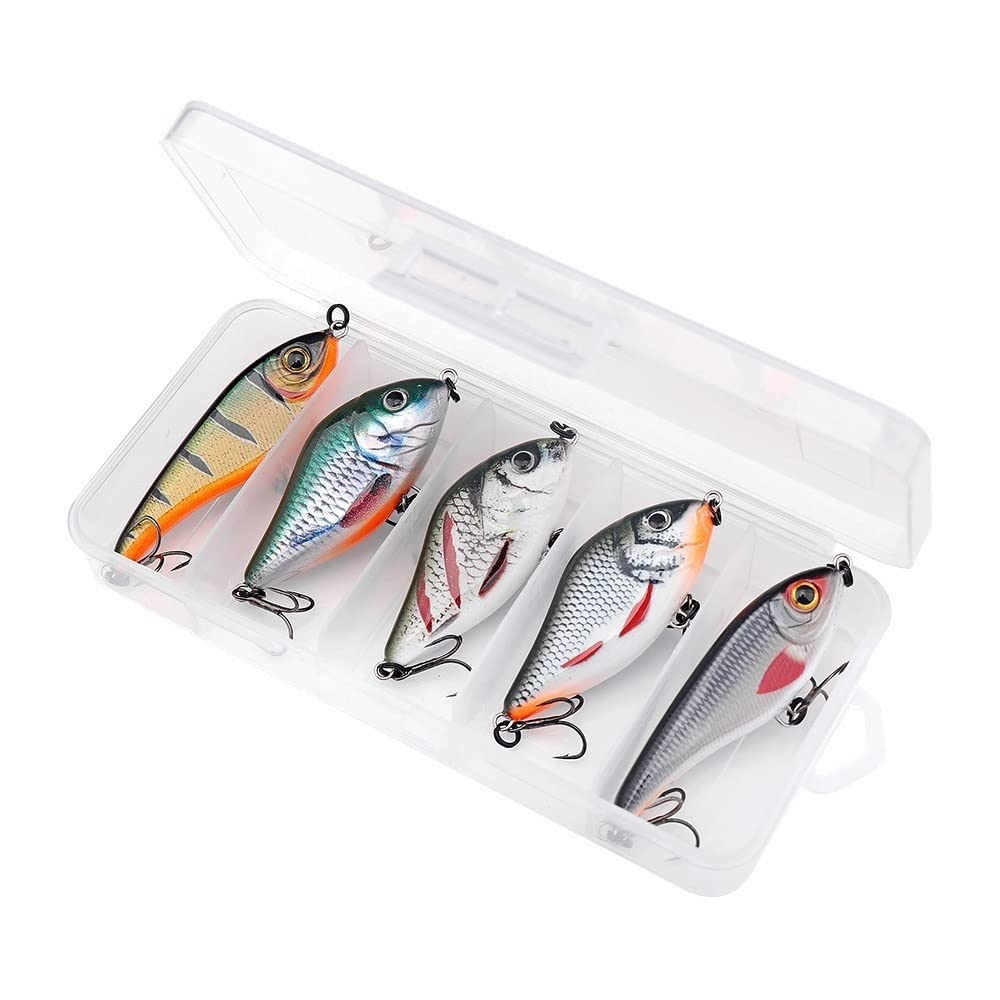 Conjunto de señuelos de Pesca de 5 Piezas/Mezcla de Caja 9G 13G Wobblers de hundimiento Lento for señuelos de Pescado for Pescar Kit de Cebo Artificial (Color : Mix A)