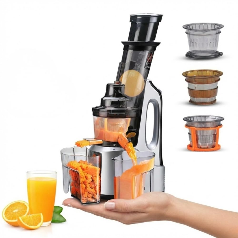 Drumstone (𝐒𝐩𝐞𝐜𝐢𝐚𝐥 𝟏𝟓 𝐘𝐞𝐚𝐫𝐬 𝐖𝐚𝐫𝐫𝐚𝐧𝐭𝐲) Cold Press Slow Juicer Machine 240W, Whole Fruit and Vegetable Juicer with 3 Strainers, Professional Masticating Juicer for Home-picture-21
