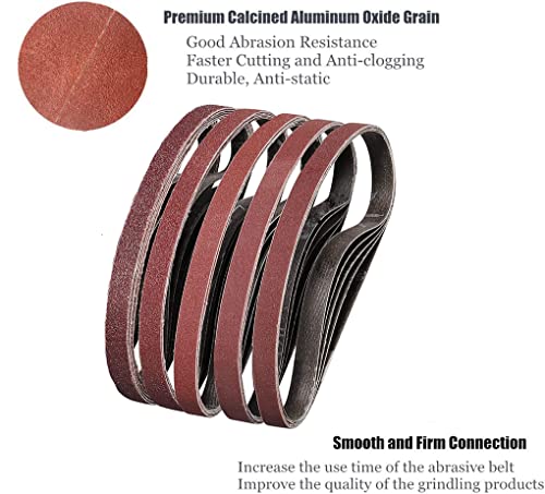 Nadusep 30 Pcs 1/2" X 12" Replacement Sanding Belt Kit For Official Work Sharp Knife & Tool Sharpener, 5 Each Of 40/80/120/240/400/1000 Grits Flat Seam Sanding Belt For Metal Polishing Derusting #TOP2